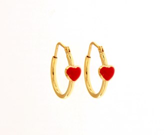 Red Enamel Heart Hoops